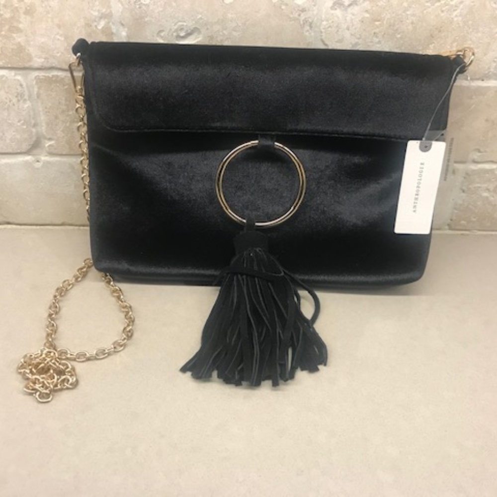 Anthropologie black golden chain strap purse